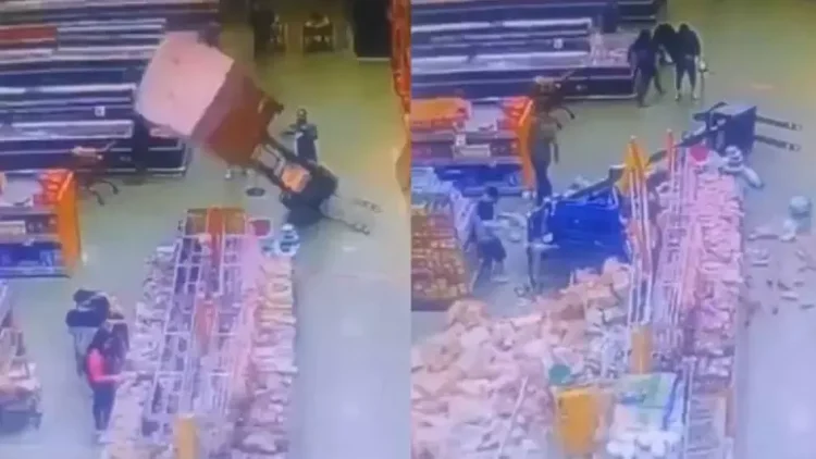 Mulher fica ferida após ser atingida por carga de 1 tonelada de leite condensado em atacado