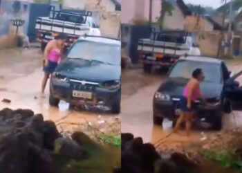 Mulher flagra marido na casa da amante e destrói veículo em Novo Progresso, no Pará