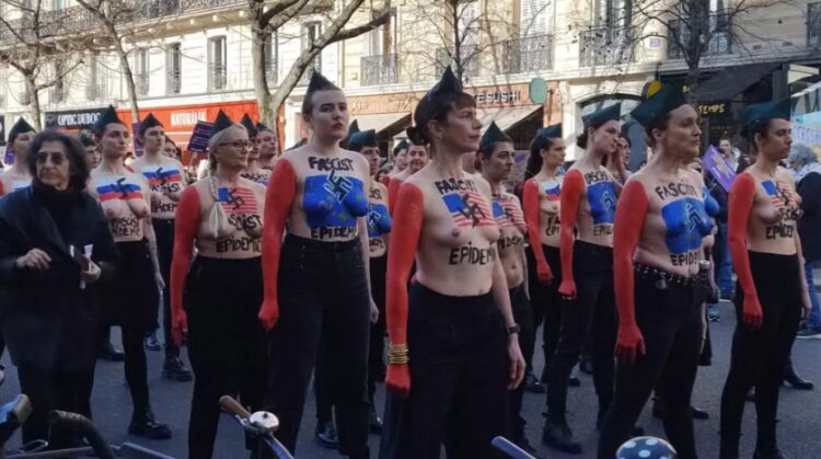 Grupo Femen chama atenção em protestos do Dia da Mulher contra o fascismo
