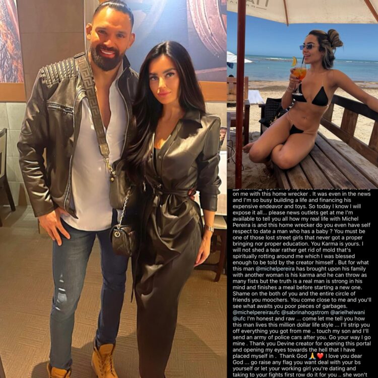 Esposa de lutador paraense de UFC expõe traição em postagem no instagram