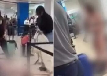 Mulher fica nu4, ataca pessoas e quebra TV em aeroporto nos EUA