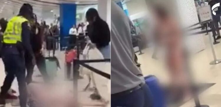 Mulher fica nu4, ataca pessoas e quebra TV em aeroporto nos EUA