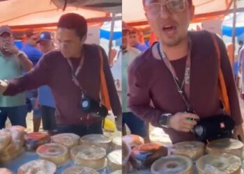 Homem surta em feira e diz ser “polícia, fiscal, PRF e civil” antes de destruir bolo