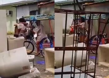 Mulher usa microfone para pedir que marido volte pra casa e viraliza nas redes sociais 