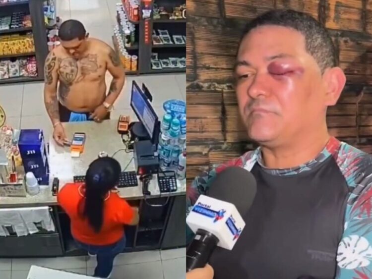 Homem joga bebida no rosto de atendente e leva socos de outro cliente em loja de conveniência, em Manaus 
