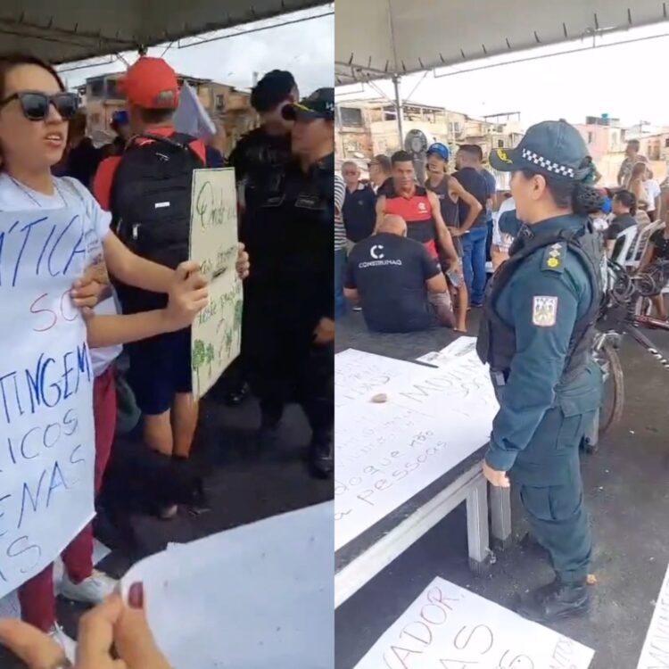 PM impede exibição de faixas de manifestantes petistas durante inauguração de avenida em Belém