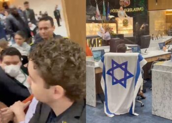  Manifestação pró-Palestina termina em confusão generalizada na Câmara Municipal