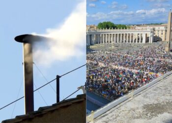 Fumaça branca sai da chaminé da Capela Sistina, e Igreja Católica elege novo papa
