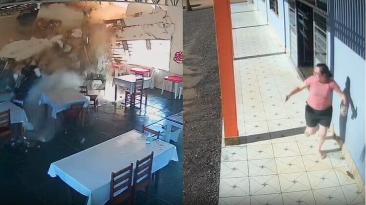 Após colisão, motorista perde controle de carreta e invade restaurante às margens da BR-174