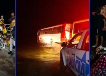 Ônibus com integrantes de quadrilha junina cai no Rio Tapajós em Santarém