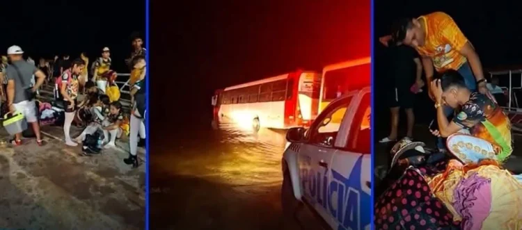 Ônibus com integrantes de quadrilha junina cai no Rio Tapajós em Santarém