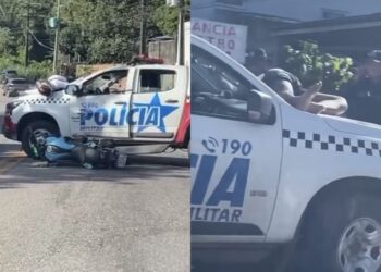 Em Icoaraci, motociclista bate em viatura da PM e desmaia sobre o capô