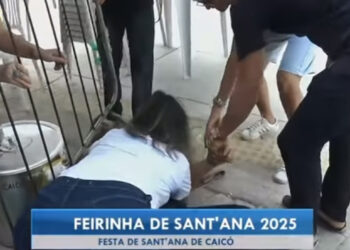 Repórter derruba idosa durante transmissão ao vivo na Festa de Sant’ana em Caicó
