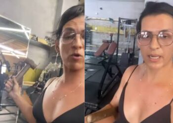 Mulher destrói espelhos da academia de ex-marido apor ver fotos da atual no local: “foi eu que comprei”