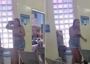 Sem água em casa, mulher toma banho com água de bebedouro de posto da Copasa