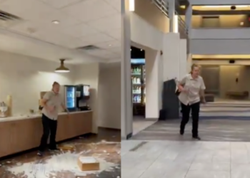 Funcionária destrói mesa de café da manhã após ser demitida ao fim do turno em hotel nos EUA