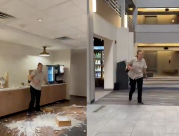 Funcionária destrói mesa de café da manhã após ser demitida ao fim do turno em hotel nos EUA