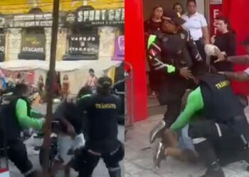 Agentes de trânsito agridem motorista de kombi no centro comercial de Belém