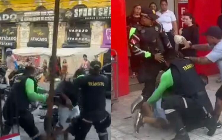 Agentes de trânsito agridem motorista de kombi no centro comercial de Belém