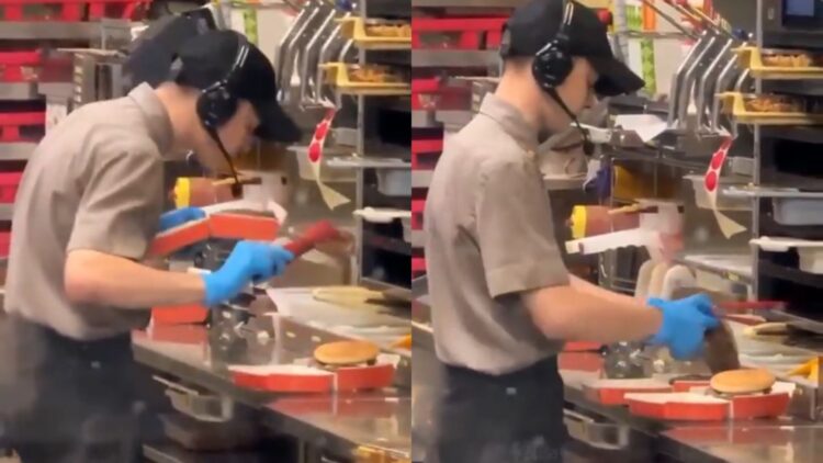 Funcionário de fast food famosa na Europa cospe em hambúrguer durante o preparo do lanche