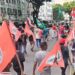 Militantes do MST fazem protesto em defesa da Palestina no centro da cidade