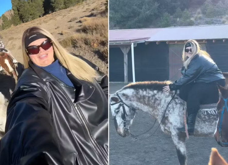 Thais Carla anda a cavalo pela 1ª vez após perder 50 kg: ‘Realizando sonhos’