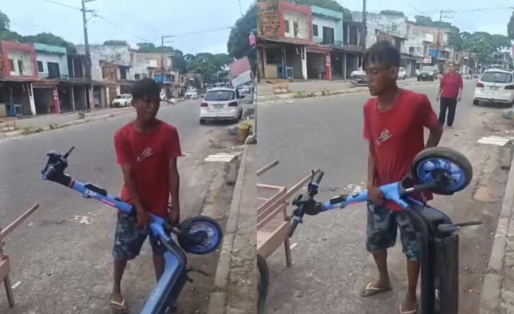 Homem com sinais de alteração tenta vender patinete furtado em ferro-velho de Belém