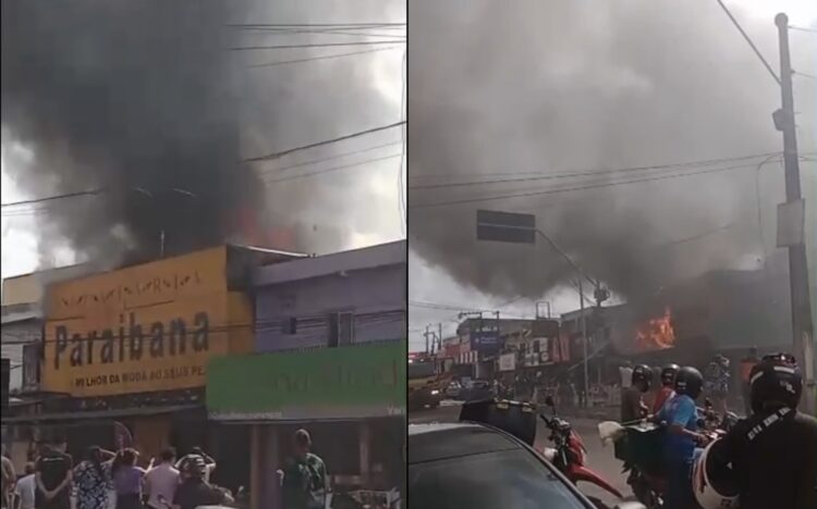 Incêndio de grandes proporções atinge loja no bairro do Paar, em Ananindeua