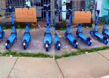 Vídeo flagra patinetes elétricos da prefeitura com placa de “Vende-se” na feira do Barreiro