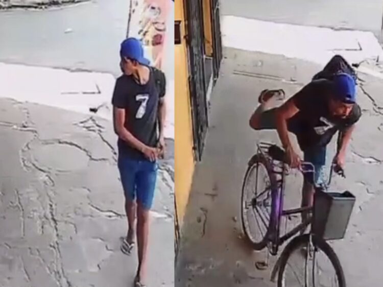 Câmeras registram furto de bicicleta em frente a panificadora no bairro 40 Horas
