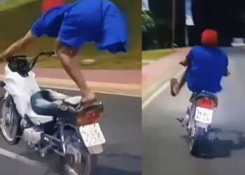 Mesmo com rigor policial, jovem com apenas uma perna é flagrado em manobra perigosa na orla de Breu Branco