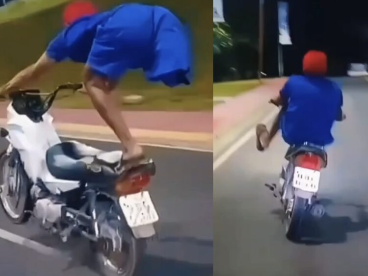 Mesmo com rigor policial, jovem com apenas uma perna é flagrado em manobra perigosa na orla de Breu Branco