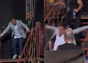 Leonardo cai de escada em show e vídeo volta a viralizar nas redes sociais