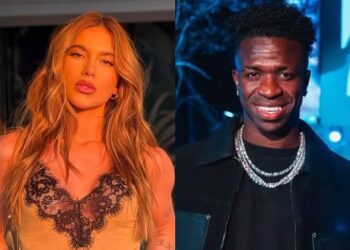 Virginia Fonseca e Vini Jr. são vistos deixando iate na Espanha