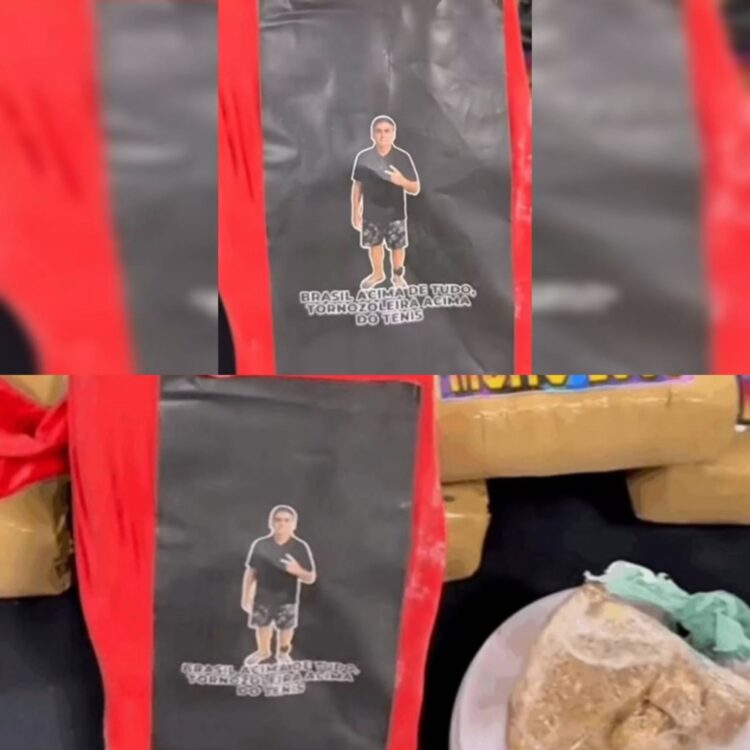 Casal de tr4ficantes usam foto de Bolsonaro com tornozeleira em tablete de maconha