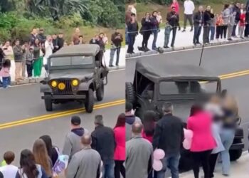 Jipe desgovernado atropela público na calçada em desfile de 7 de Setembro