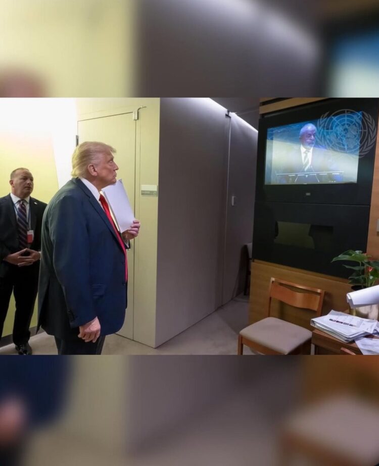 ONU divulga foto de Trump assistindo a discurso de Lula na Assembleia Geral