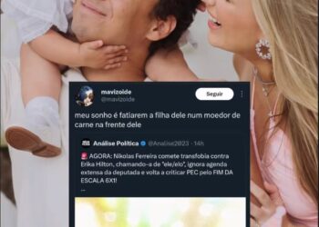 Esquerdista diz que o ‘sonho dela é ver a filha de Nikolas Ferreira fatiad@ e em moed0r de carne’