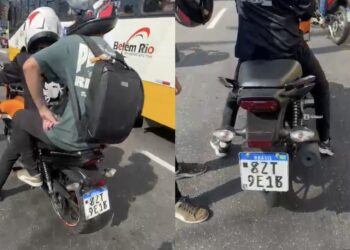 Motociclista de app é detido com placa irregular durante operação na Almirante Barroso