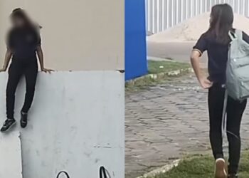 Estudante é filmada pulando muro de escola para escapar de aula em Manaus