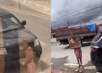 Homem se banha em esgoto em Murici e jovens oferecem banho, roupas e comida