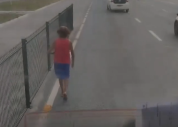 Motorista escolta idosa com caminhão no meio da BR-316 para ajudá-la a atravessar avenida em segurança