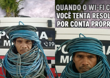 Homem preso por suspeita de roubo de fios vira meme em Salinópolis