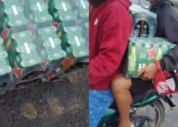 Caminhão carregado de Heineken tomba e carga é saqueada por populares em estrada na Bahia