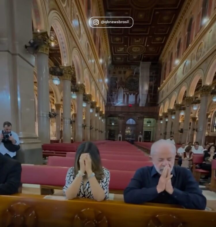 Presidente e Janja rezam na Basílica após incidente com avião