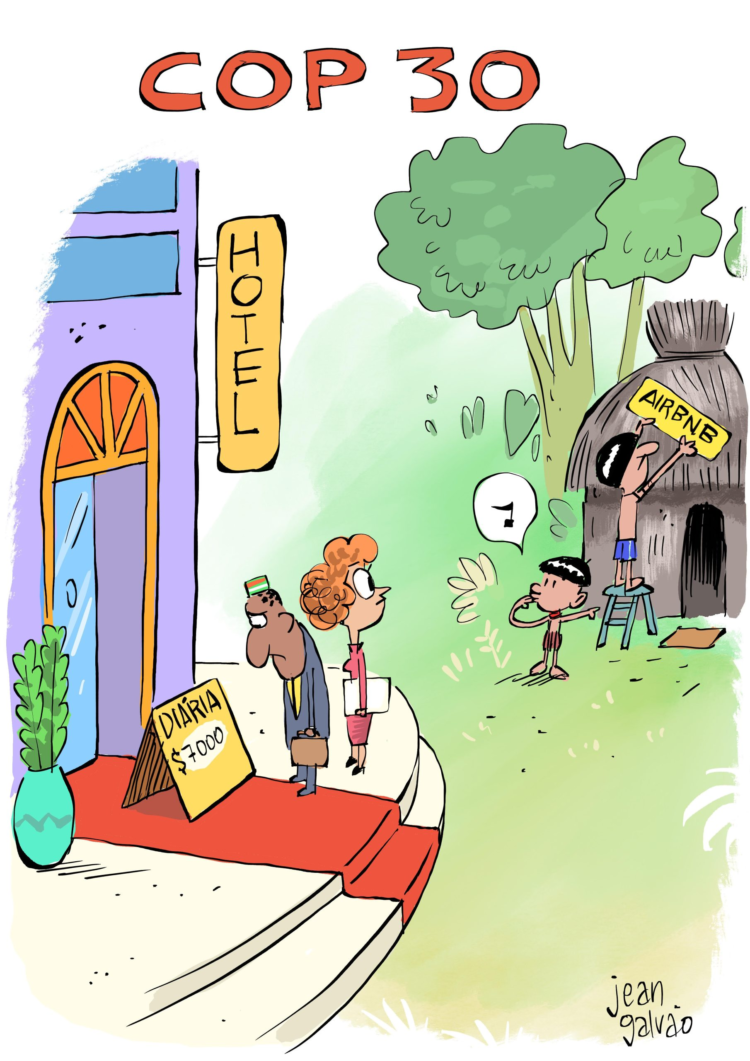 Charge sobre a COP30 em revista paulista gera revolta por estereotipar a Amazônia: “não somos índios”