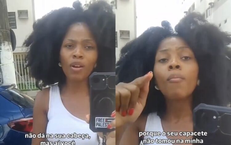 Motorista de aplicativo e passageira discutem após capacete não entrar na cabeça da cliente