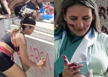 Após pichar patrimônio público, militante de esquerda é liberada no mesmo dia