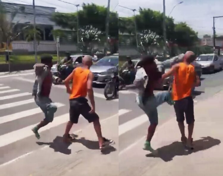 Cadeirante com apenas uma perna se levanta e nocauteia homem após discussão em via pública