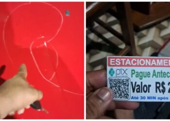 Após pagar flanelinha antecipado para reparar seu carro, motorista volta e encontra veículo todo arranhado